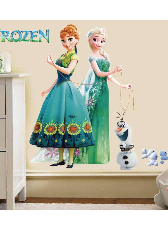 Elsa Anna Princess Frozen Wall Stickers Children's Room Bedroom Decoration Background Wall Stickers Self Adhesive Stickers