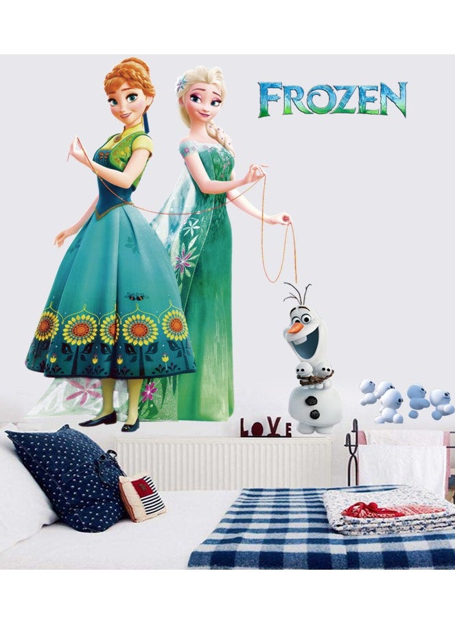 Elsa Anna Princess Frozen Wall Stickers Children's Room Bedroom Decoration Background Wall Stickers Self Adhesive Stickers