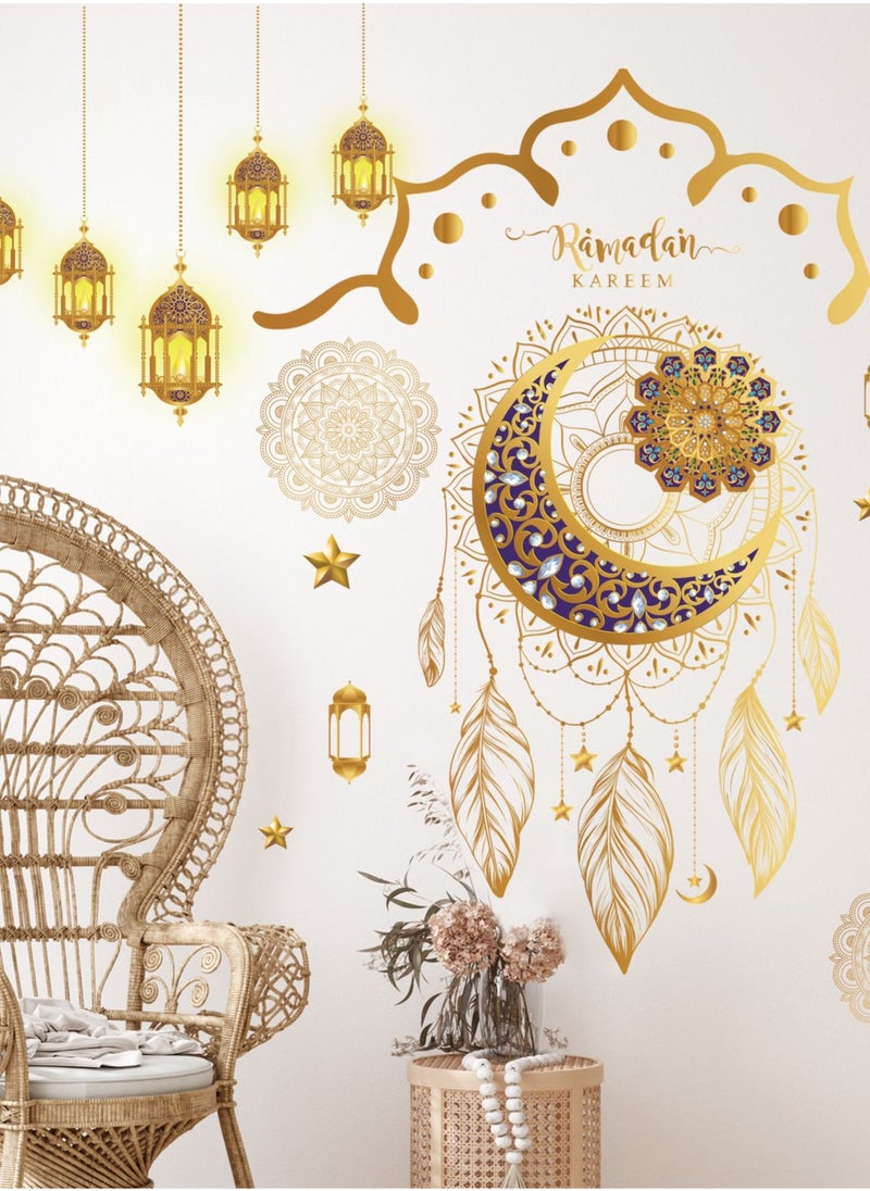 Middle Eastern Festival Golden Moon Pendant Decoration Living Room Bedroom Home Decoration Wall Stickers