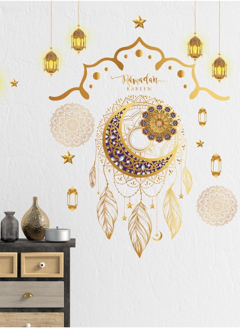 Middle Eastern Festival Golden Moon Pendant Decoration Living Room Bedroom Home Decoration Wall Stickers