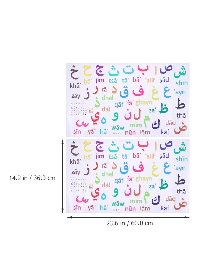 Letters Stickers Number Stickers, Arabic Alphabet Wall Sticker, 2pcs Arabic Letter Wall Decals, Alphabet Prints Wall Decorations Educational Learning Alphabet Stickers