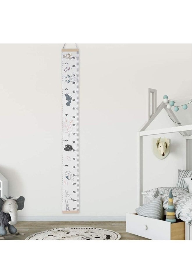 Baby Height Growth Chart Wall Hanging Measuring Ruler for Kids, Canvas and Wood Removable Wall Hanging Portable Baby Growth Chart for Baby, Children, Boys, Girls