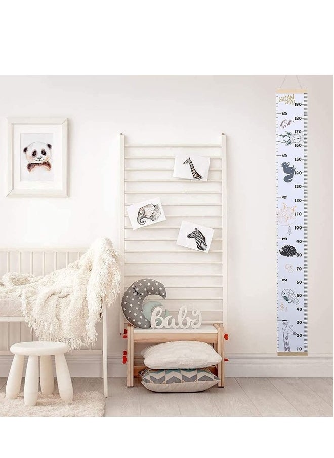 Baby Height Growth Chart Wall Hanging Measuring Ruler for Kids, Canvas and Wood Removable Wall Hanging Portable Baby Growth Chart for Baby, Children, Boys, Girls