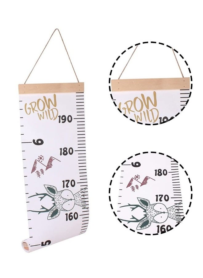 Baby Height Growth Chart Wall Hanging Measuring Ruler for Kids, Canvas and Wood Removable Wall Hanging Portable Baby Growth Chart for Baby, Children, Boys, Girls