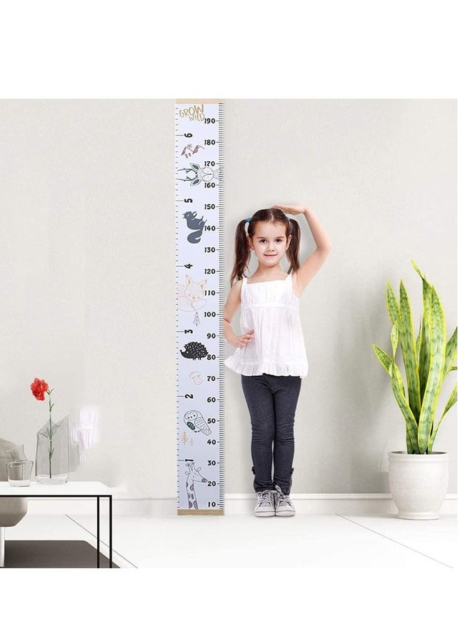 Baby Height Growth Chart Wall Hanging Measuring Ruler for Kids, Canvas and Wood Removable Wall Hanging Portable Baby Growth Chart for Baby, Children, Boys, Girls