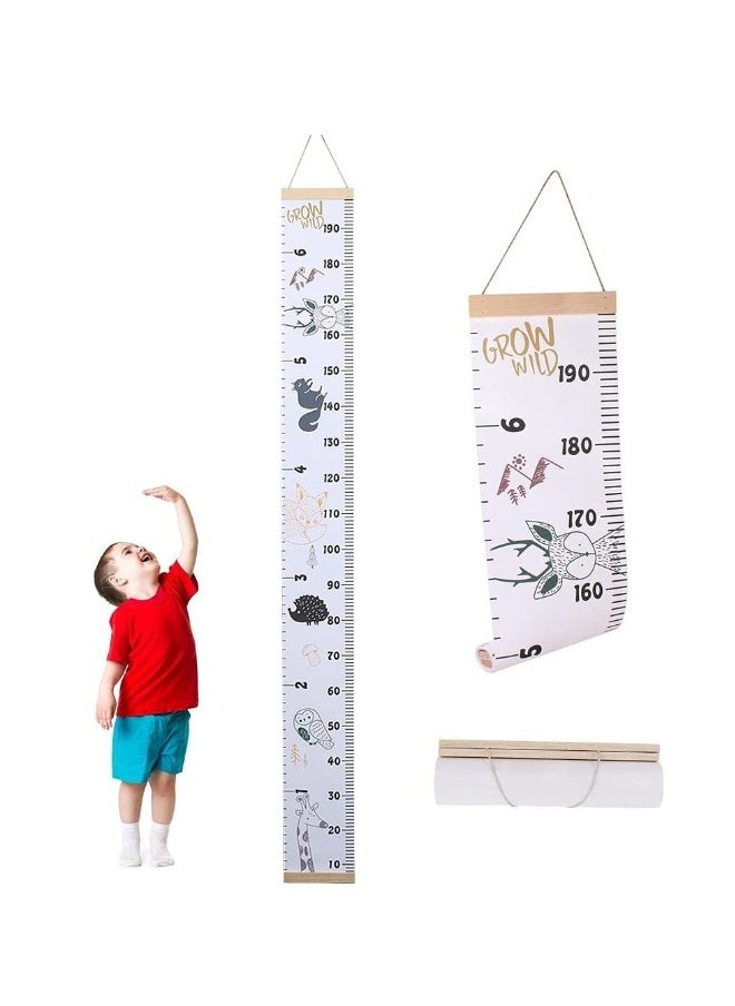 Baby Height Growth Chart Wall Hanging Measuring Ruler for Kids, Canvas and Wood Removable Wall Hanging Portable Baby Growth Chart for Baby, Children, Boys, Girls