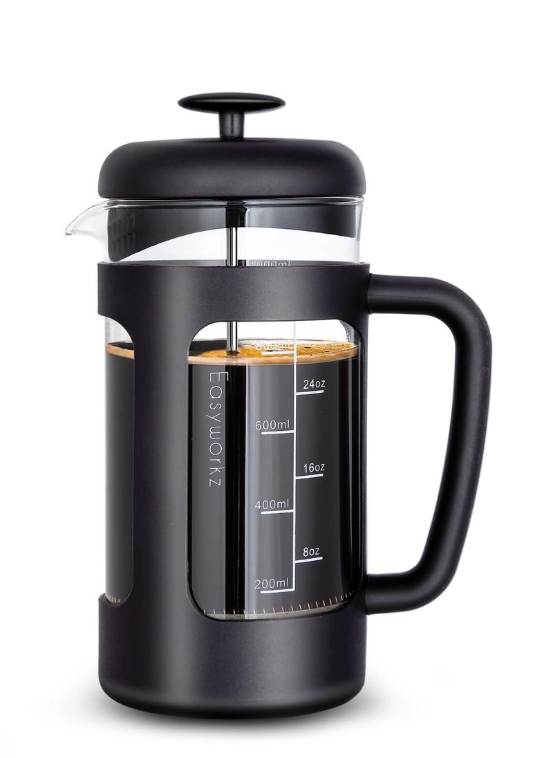 French Press 350ml Coffee Tea Maker with Borosilicate Glass,Non-slip Soft Grip Handle