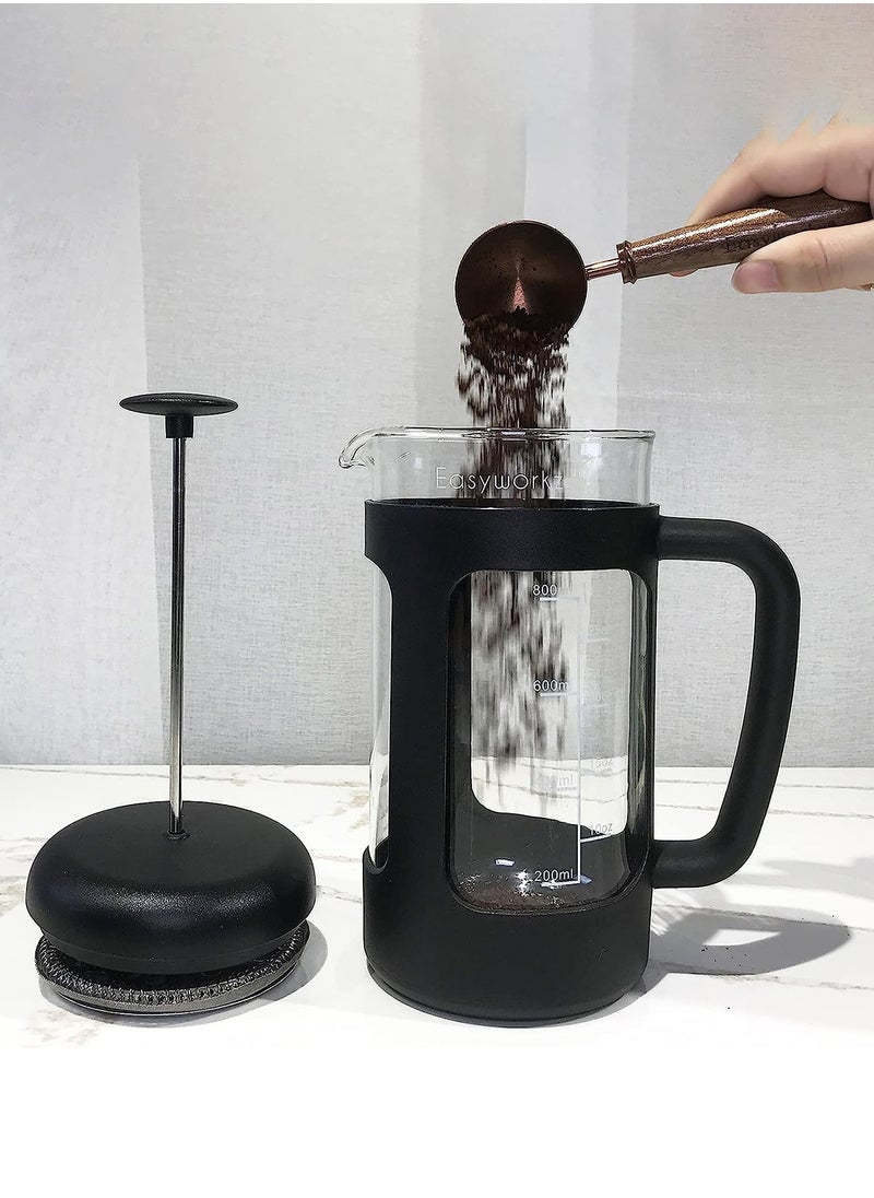 French Press 350ml Coffee Tea Maker with Borosilicate Glass,Non-slip Soft Grip Handle