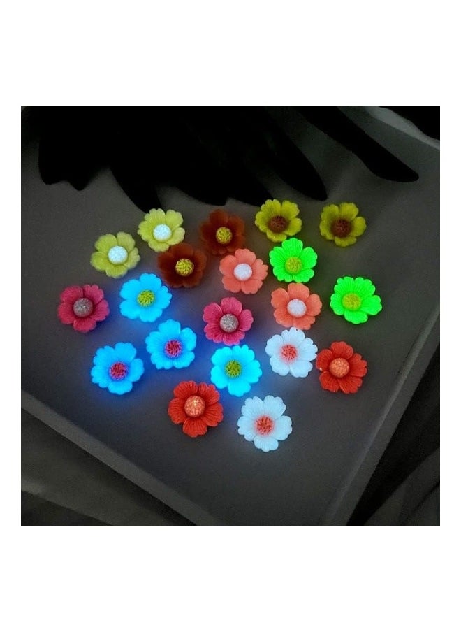 Luminous Mini Resin Flowers, DIY Craft Scrapbooking Decor, Cabochons Resin Flatback Flower Beads Mixed Colors