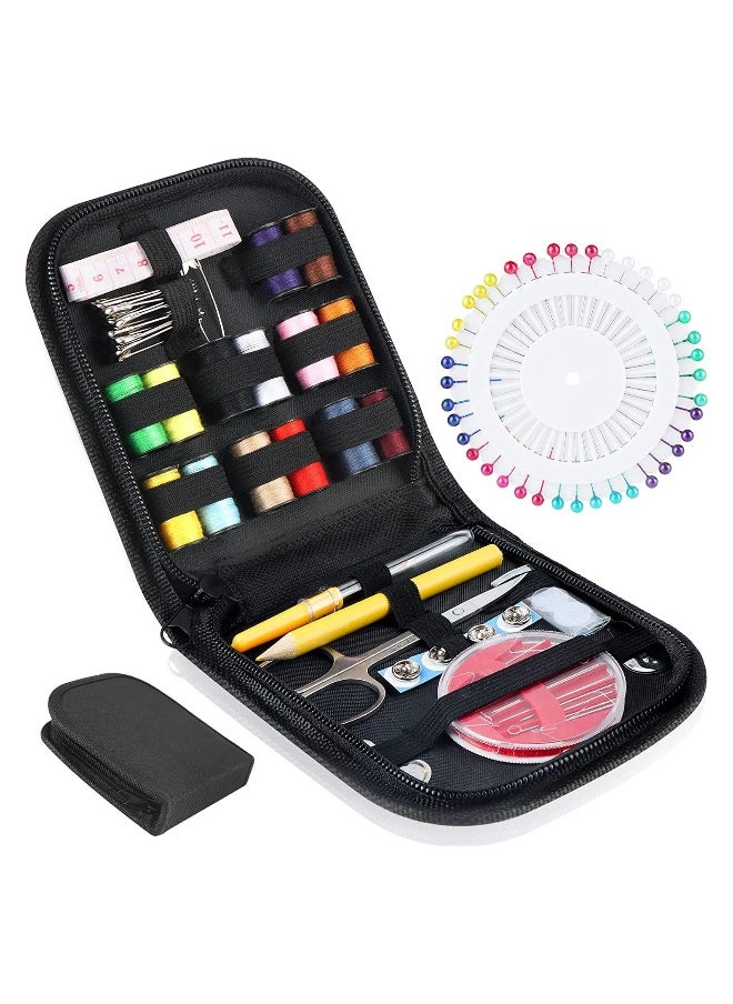 Travel Sewing Kit, 94 pcs DIY Premium Sewing Supplies, Small Sewing Kits for Adults, Beginner, Needle and Thread Kit, Traveling and Emergency Clothing Fixes