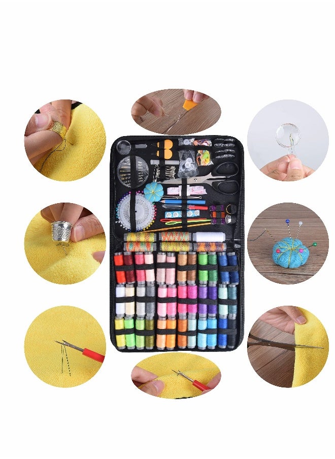 Sewing Kit, 226 Premium Sewing Supplies with PU Case, 43 XL Thread Spools, Thimble, Thread, Needle for Beginners/Professionals/Adults, DIY and Home Button Repair Kit