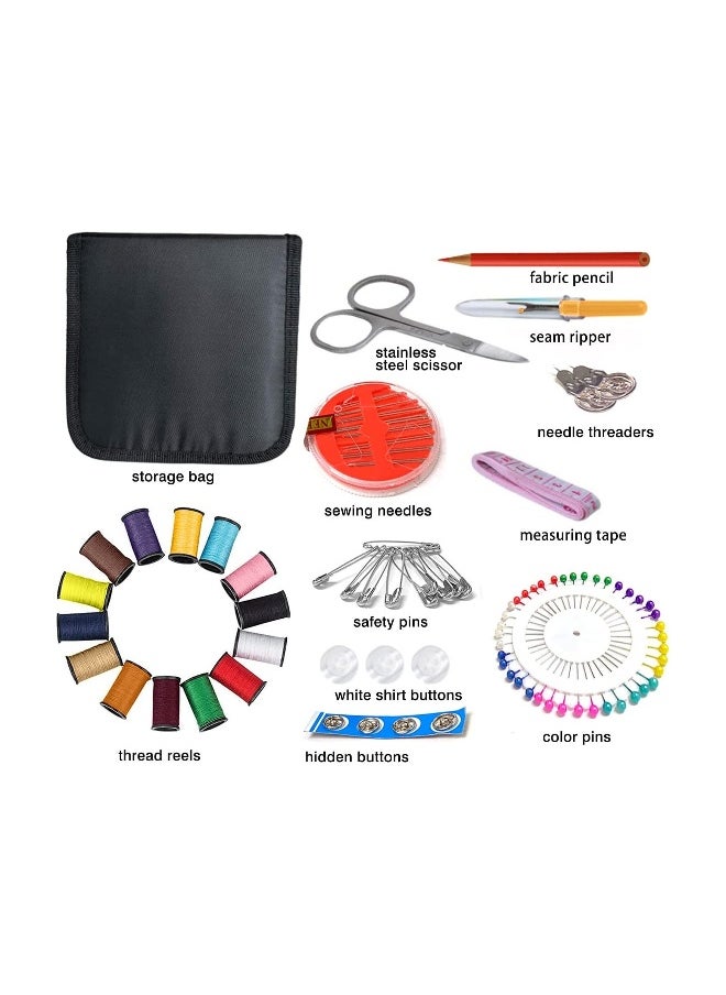 Travel Sewing Kit, 94 pcs DIY Premium Sewing Supplies, Small Sewing Kits for Adults, Beginner, Needle and Thread Kit, Traveling and Emergency Clothing Fixes