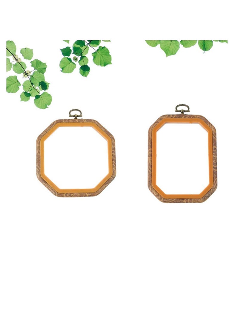 2pcs Embroidery Hoop Octagon Shape Cross Stitch Hoop Ring Imitated Wood Display Frame for Art Craft Handy Sewing and Hanging