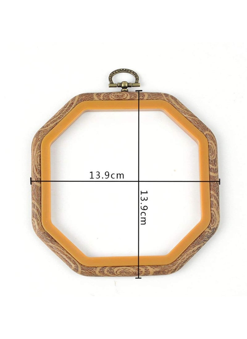 2pcs Embroidery Hoop Octagon Shape Cross Stitch Hoop Ring Imitated Wood Display Frame for Art Craft Handy Sewing and Hanging
