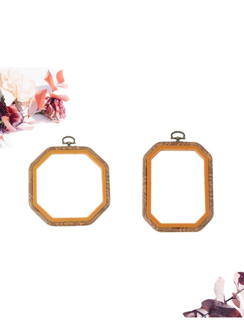 2pcs Embroidery Hoop Octagon Shape Cross Stitch Hoop Ring Imitated Wood Display Frame for Art Craft Handy Sewing and Hanging