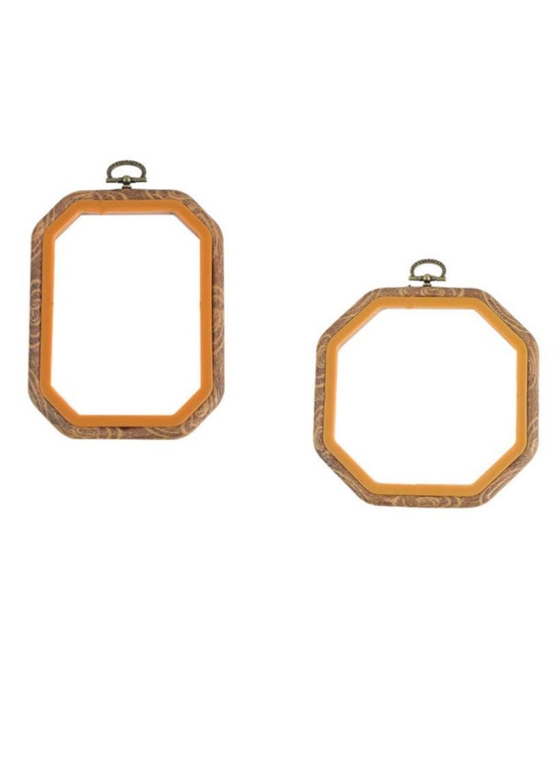 2pcs Embroidery Hoop Octagon Shape Cross Stitch Hoop Ring Imitated Wood Display Frame for Art Craft Handy Sewing and Hanging
