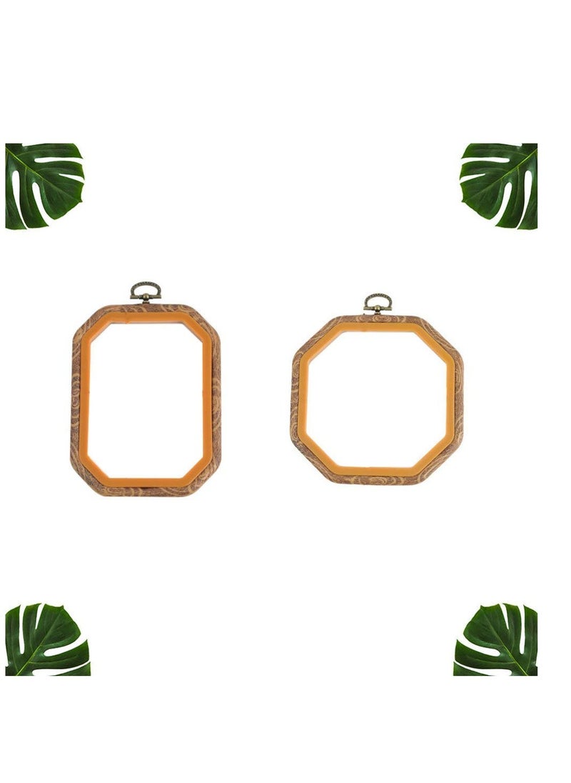 2pcs Embroidery Hoop Octagon Shape Cross Stitch Hoop Ring Imitated Wood Display Frame for Art Craft Handy Sewing and Hanging