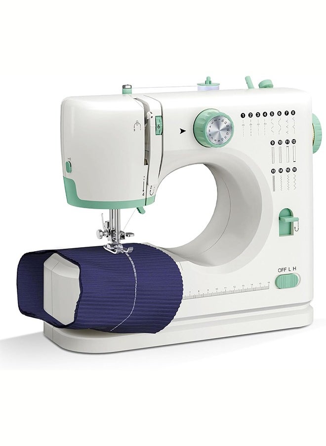 Portable Sewing Machine, Mini Electric Stitching Machine for Beginners, Double Needle 2 Speed 2 Thread Swing Machine With 16 Stitches, Reverse Stitch,Sewing Kit with Foot Pedal for Household