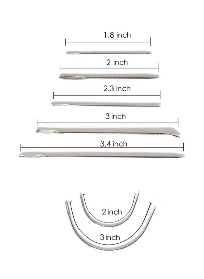 12Pcs Sewing Needles Hand Leather Waxed Thread Cord and Drilling Awl and Thimble for Leather Repair