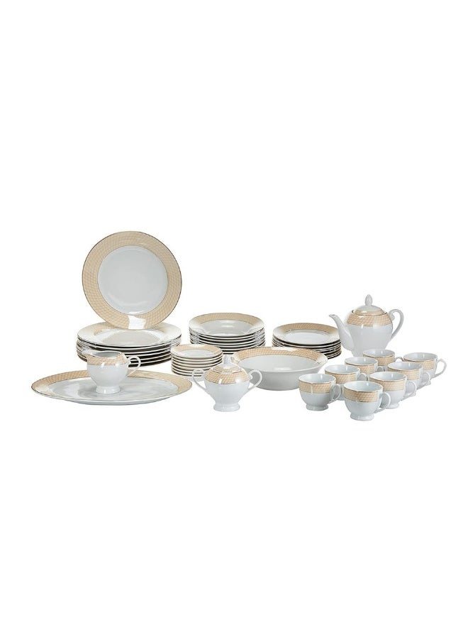 Symphony 47-Piece Broad Border Dinner Set, White