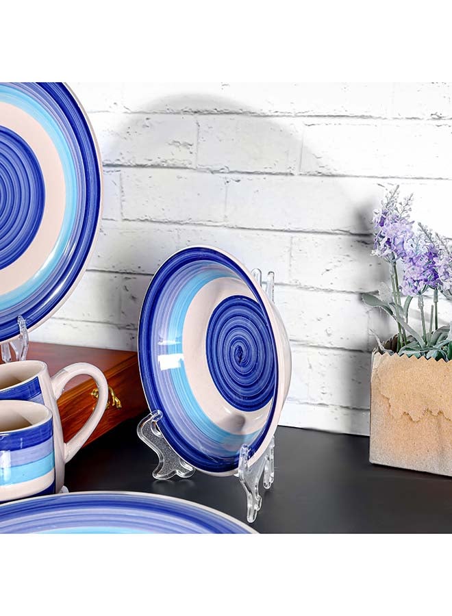 Royalford 16pcs Stoneware Dinner Set RF12411 Includes Dinner and Dessert Plates, Soup Bowls and Mugs Dishwasher-Safe, Microwave-Safe and Freezer-Safe Perfect for Home, Gifting Multicolor 3kg