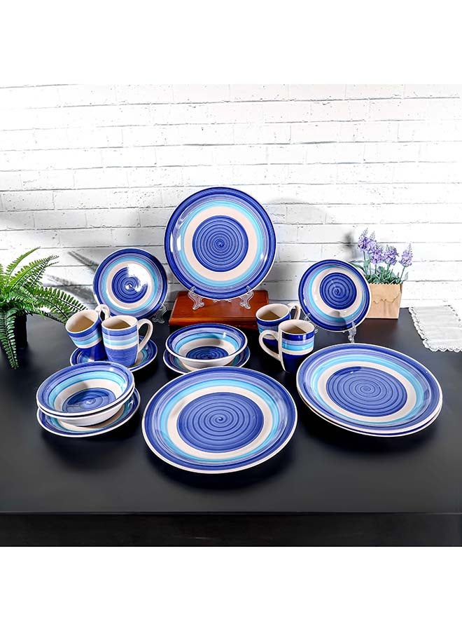 Royalford 16pcs Stoneware Dinner Set RF12411 Includes Dinner and Dessert Plates, Soup Bowls and Mugs Dishwasher-Safe, Microwave-Safe and Freezer-Safe Perfect for Home, Gifting Multicolor 3kg