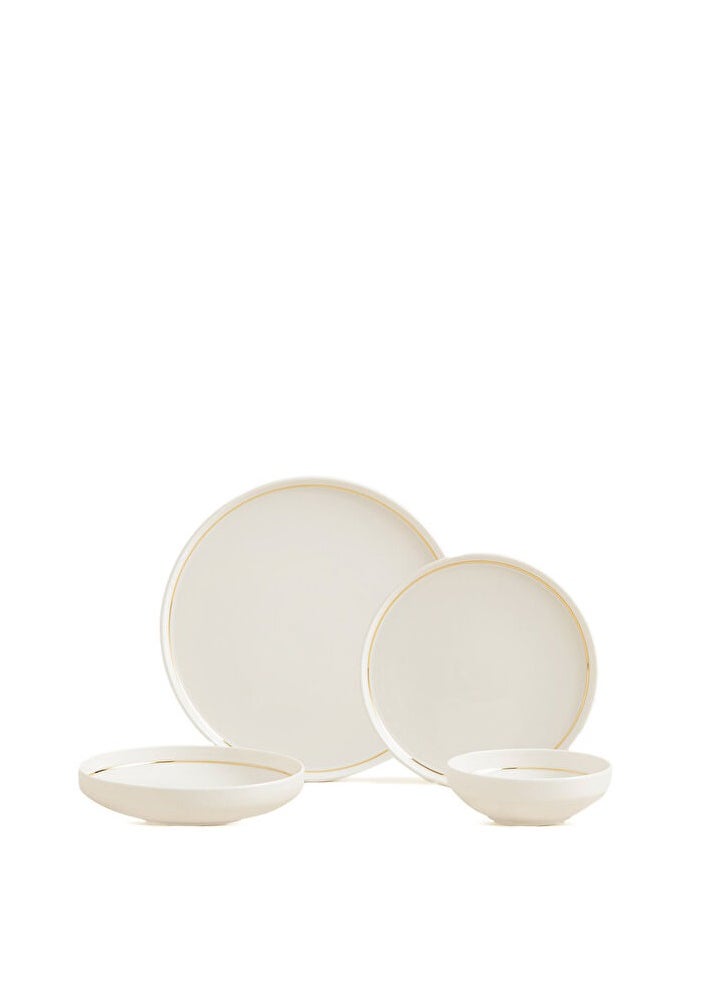 Luna Gold Rim Porcelain Dinner Set for 4 People