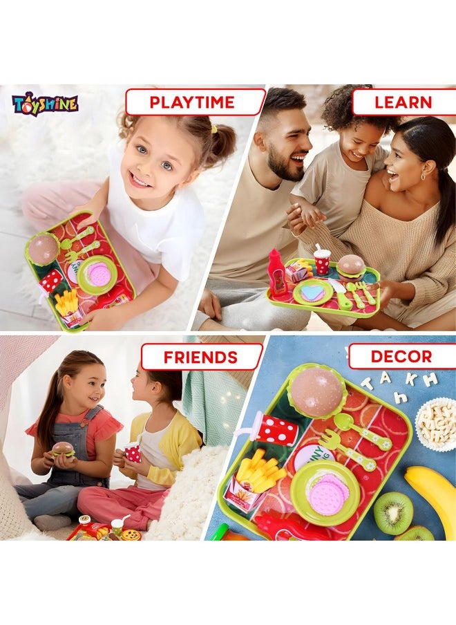 Fast Food Party Play Food Set, Pretend Play Food Toy | Best Gifts Food Playset For Boys Girls Kids - B