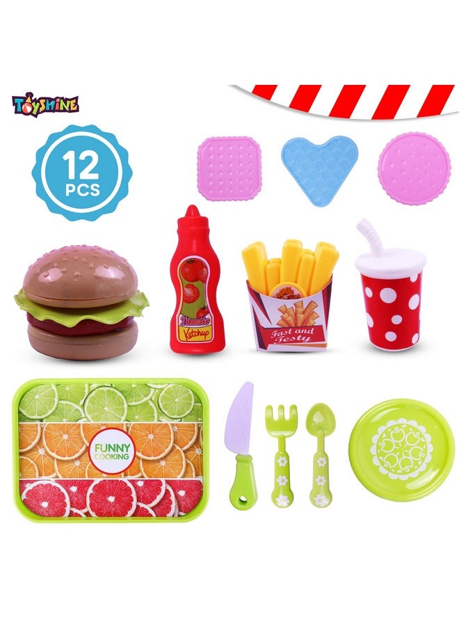 Fast Food Party Play Food Set, Pretend Play Food Toy | Best Gifts Food Playset For Boys Girls Kids - B