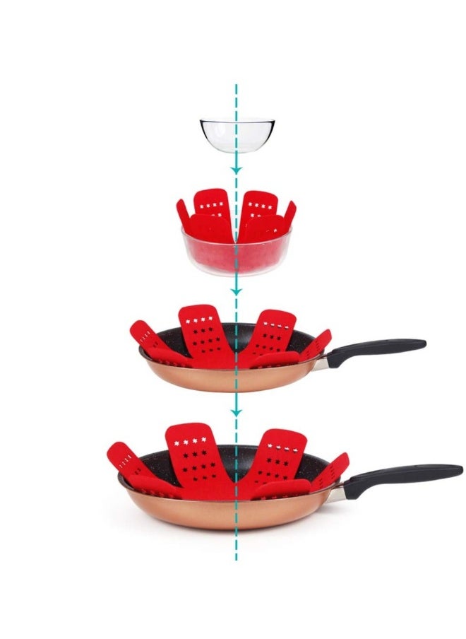 Pan Pot Protectors, Larger & Thicker Pan Protector with Stars, Set of 12 and 3 Different Sizes, Red Pot Divider Pads for Protecting and Separating Your Cookware