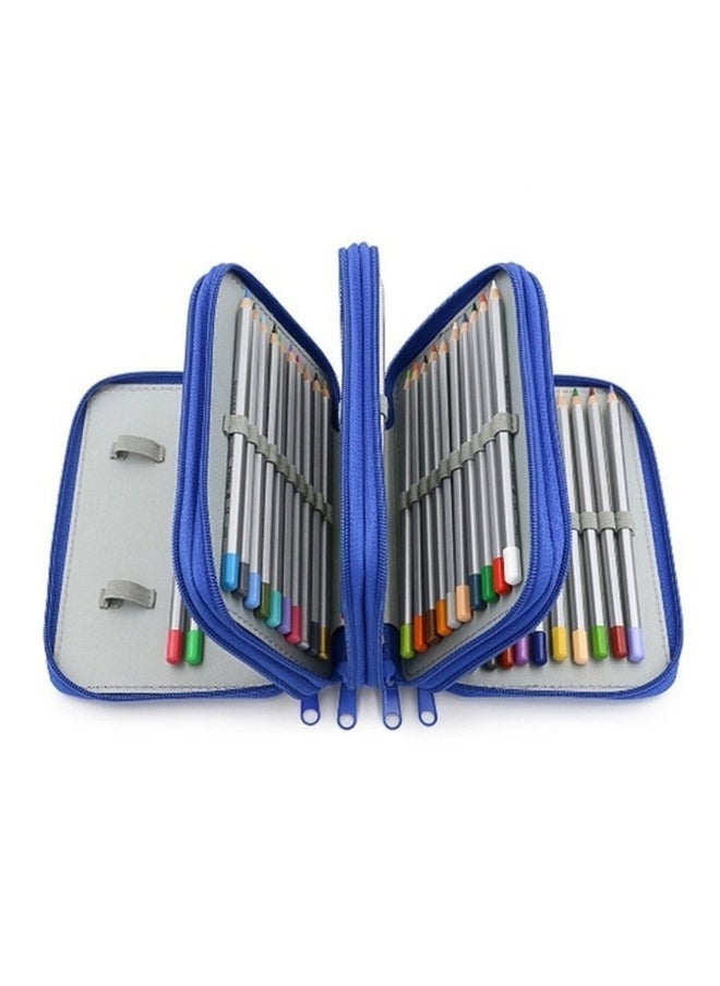 72-Hole Drawing Pen Storage Pencil Case, Blue