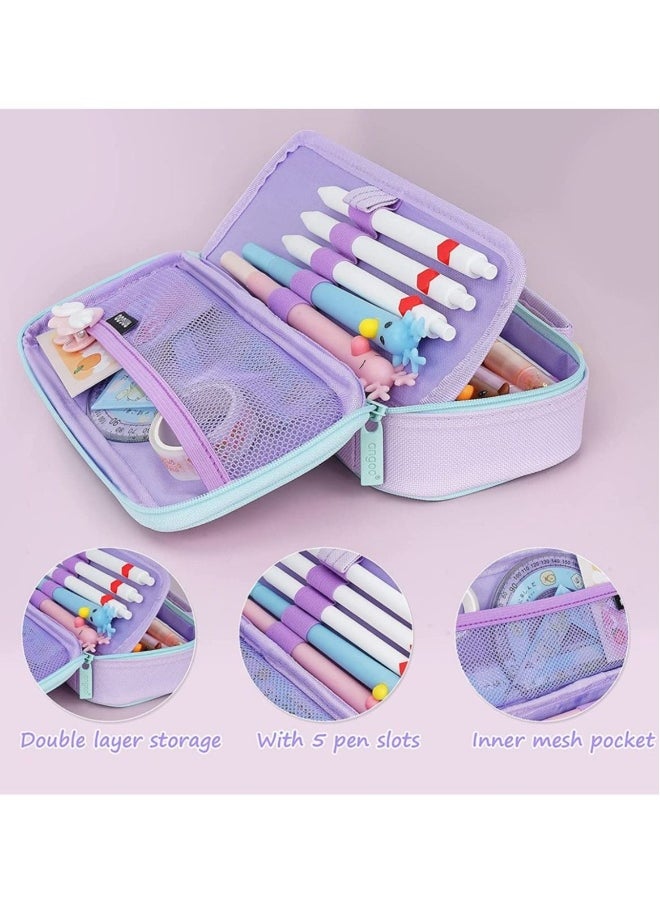 Cute Portable Multi-purpose Pencil Case - Purple