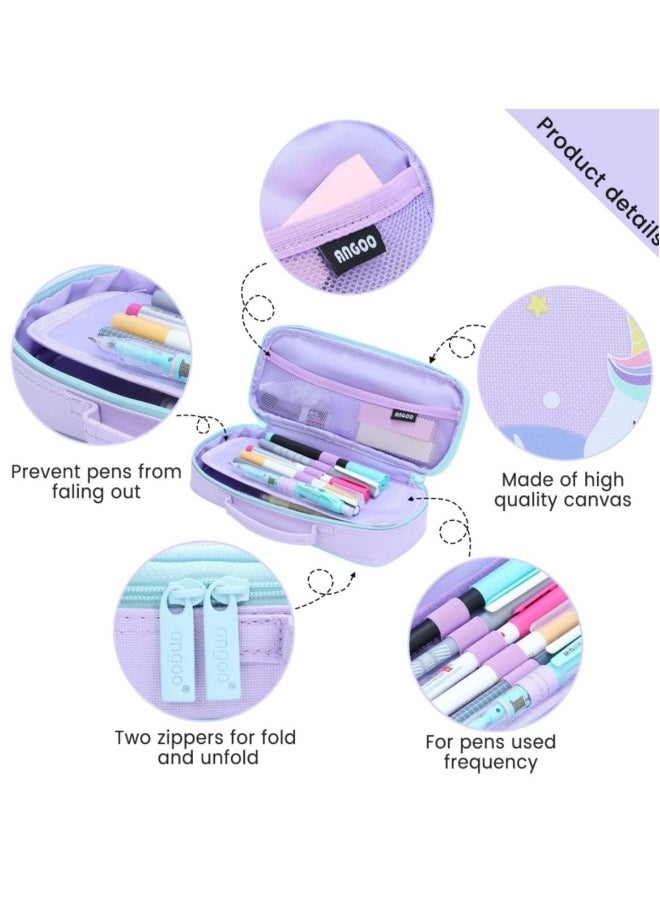 Cute Portable Multi-purpose Pencil Case - Purple