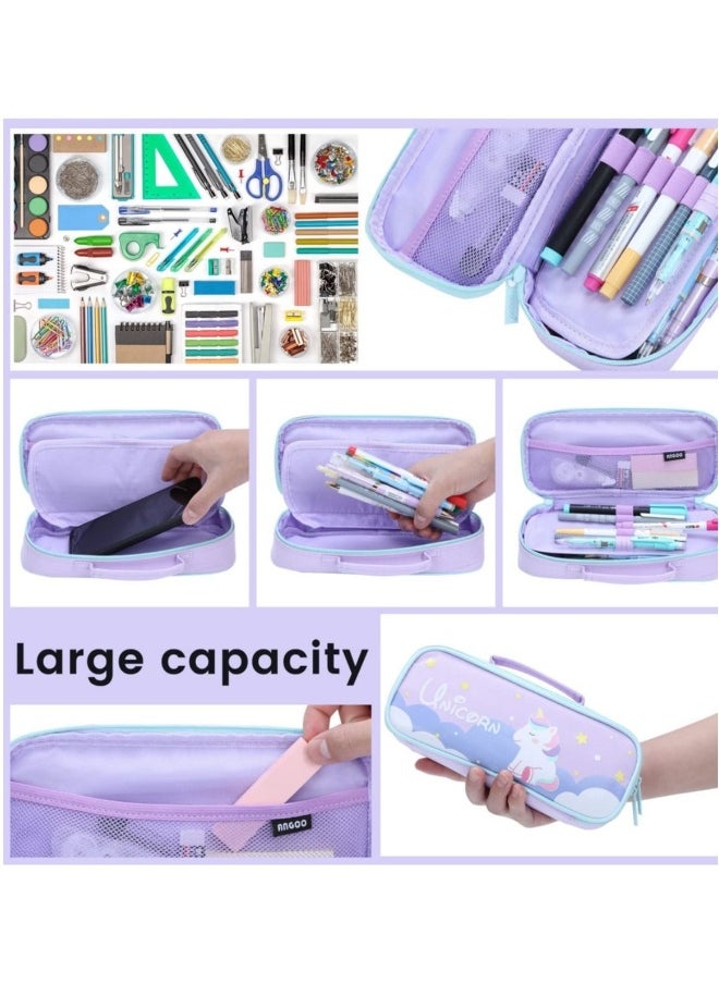 Cute Portable Multi-purpose Pencil Case - Purple