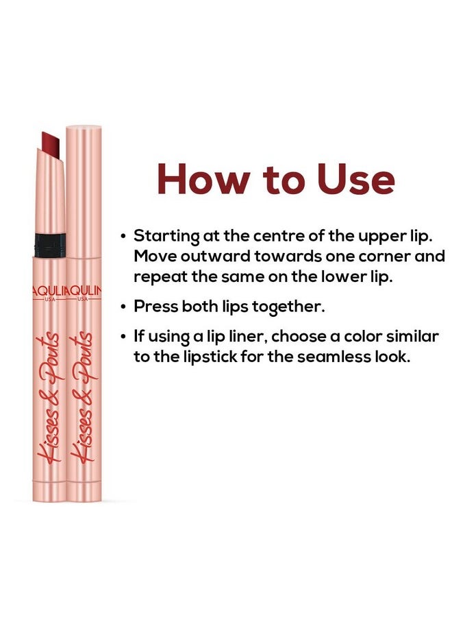 Kisses & Pouts Transfer Proof,Smudge Proof & Enriched With Vitamin E Matte Lipstick 1.4Gm Teaser Kiss 04