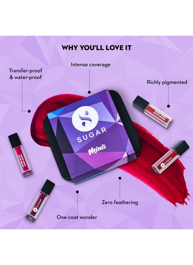 Smudge Me Not Mini Liquid Lipstick Sets For Women | Transferproof & Waterproof | Lasts Upto 12+Hours | Pack Of 4 - Bold Shades