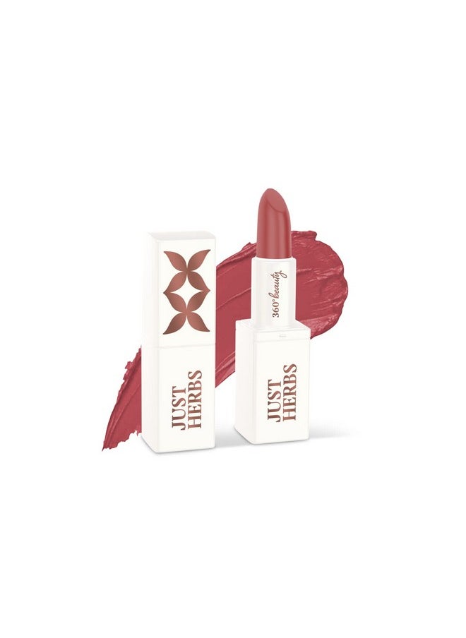 Ayurvedic Creamy Matte Lipstick For Moisturized Lips - Parabens & Chemical Free 08 Rose Brown (Half - Size) 1.8Gm