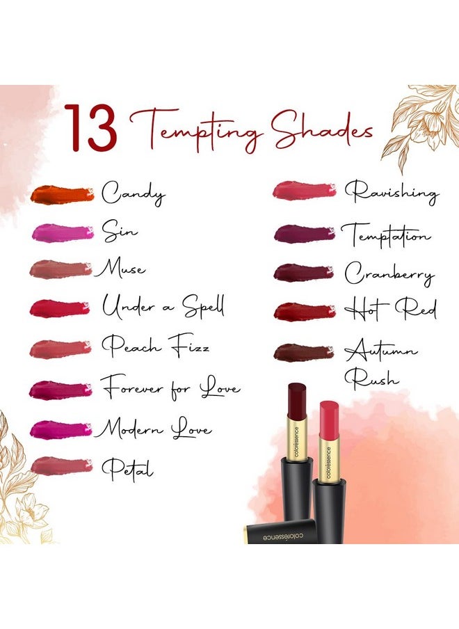 Intense Long Wear Lip Color Non Sticky Long Lasting Moisturising Glossy Lipstick - Hot Red, 3.3G