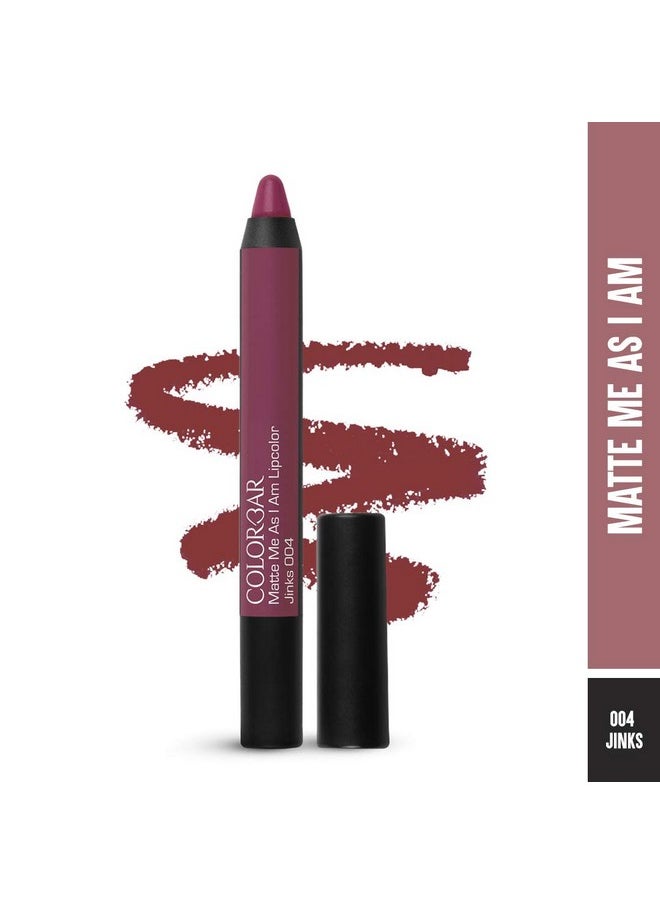 Matte Me As I Am Lipcolor-Jinks, Brown, 2 G | Moisturize And Condition Lips| Long Lasting| Waterproof And Smudge-Proof