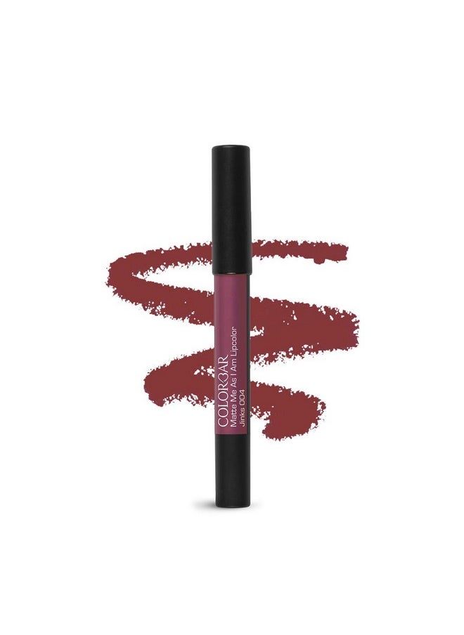 Matte Me As I Am Lipcolor-Jinks, Brown, 2 G | Moisturize And Condition Lips| Long Lasting| Waterproof And Smudge-Proof