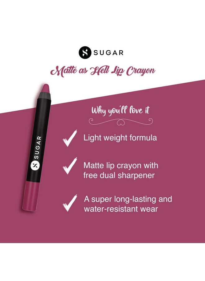 Matte As Hell Lip Crayon | Lasts Upto 8Hrs | Water Resistent Lipstick For Women | 2.5Gm - 32 Miss Rosa