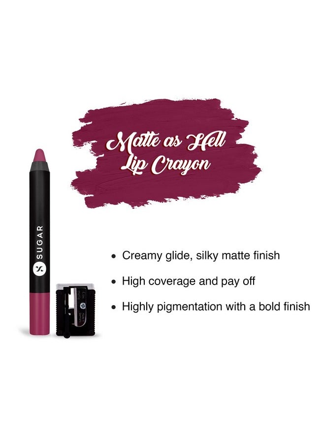 Matte As Hell Lip Crayon | Lasts Upto 8Hrs | Water Resistent Lipstick For Women | 2.5Gm - 32 Miss Rosa