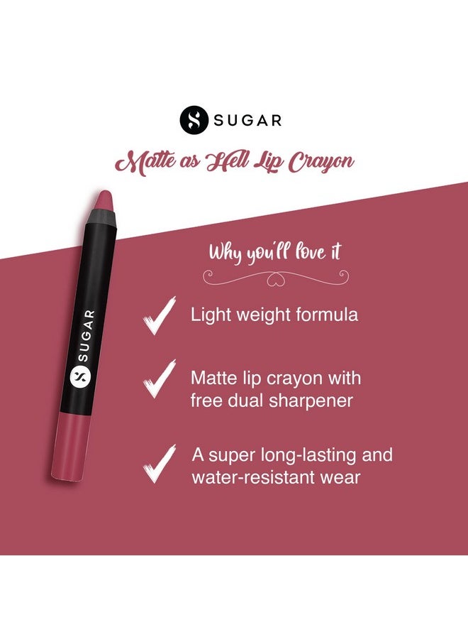 Matte As Hell Lip Crayon | Lasts Upto 8Hrs | Water Resistent Lipstick For Women | 2.5Gm - 28 Honey Rider