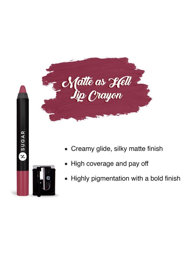 Matte As Hell Lip Crayon | Lasts Upto 8Hrs | Water Resistent Lipstick For Women | 2.5Gm - 28 Honey Rider