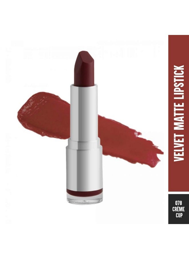 Velvet Matte Lipstick, Creme Cup 1, 4.2G | Creamy Matte Finish | High Pigmented Formula | Lasts Upto 5 Hours | Smudgeproof