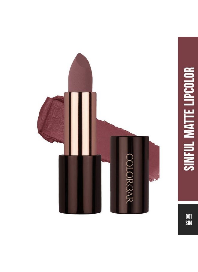 Sinful Matte Lipcolor, Pink, 3.5 G | Lightweight Formulation| Luxurious Matte Finish| Long-Lasting, Smudge-Proof, And Transfer-Proof