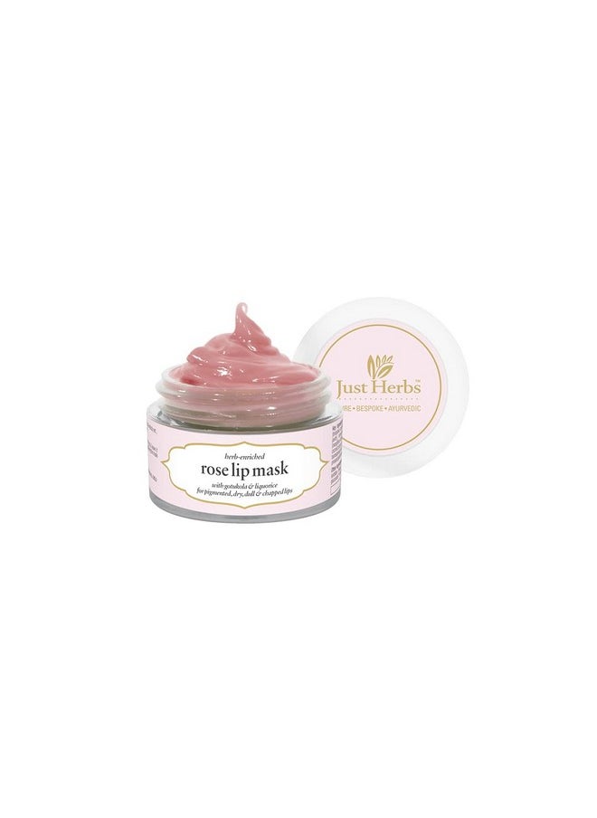 Ayurvedic Rose Lip Mask, Balm For Dark, Dry & Pigmented Lips - Vegan Lip Mask For Men & Women 15Gm