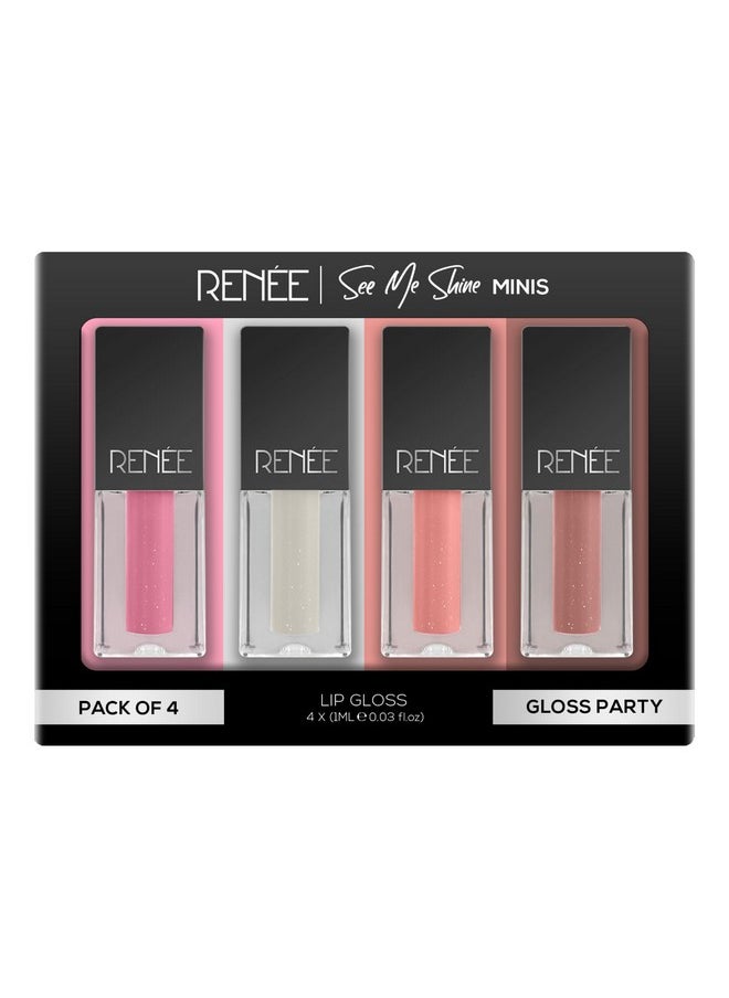 See Me Shine Minis Gloss Party Lip Gloss Combo 1Ml Each, Non Sticky & Non Drying Formula, Long Lasting Moisturizing Effect, Compact And Easy To Carry