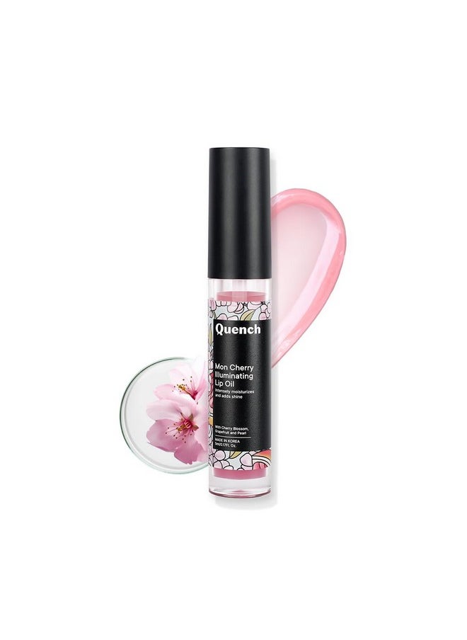 Quench Illuminating Lip Oil With Cherry Blossom & Patchouli Oil (Pink), Korean Lip Oil For Plump, Glossy & Smooth Lips, Non-Sticky, Non-Greasy, Made In Korea (5Ml)