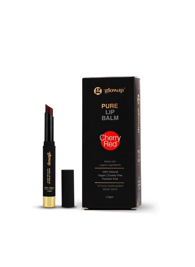 Glowup Pure Lip Balm - Cherry Red Balm | 100% Natural Vegan, Cruelty Free | Lip Care & Radiant Glow - Soft, Smooth Lip, Nourishing And Moisturizing Lip Balm, Cherry Lips (2.0Gm)